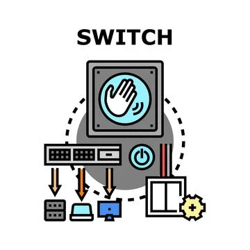 Switching electrical devices and network connections on Stock Illustration