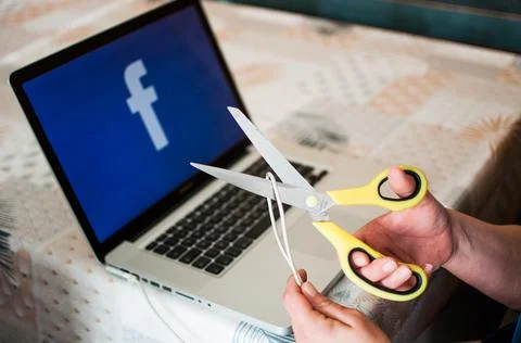 Switching off facebook 写真素材