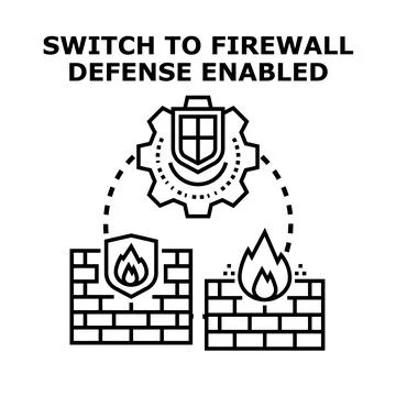 Switching firewall defense for cyber security protection Stock Illustration