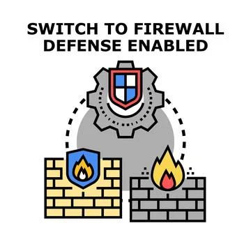 Switching firewall defense for cyber security protection Stock Illustration