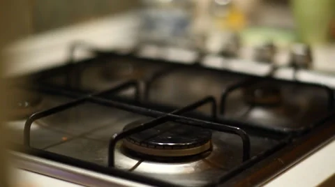 Switching on gas (HD, high definition 1080p) beautiful shot with soft focus Stock Footage 34034753