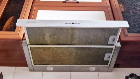 Switching Kitchen Range Hood Fan Lights Stock Footage 319041048