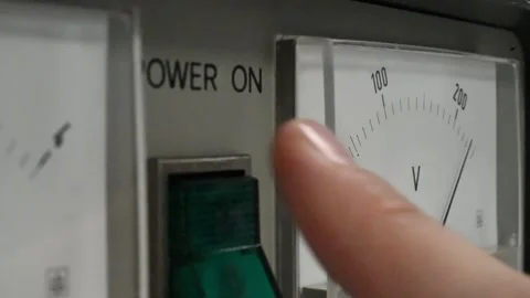 Switching on a laboratory power supply unit Stock Footage 331879792