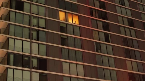 Switching lights off in a single apartment block Stock Footage 81967920