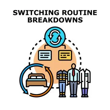 Switching routine breakdowns causing life changes and adaptation Stock Illustration