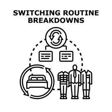 Switching routine breakdowns causing life changes and adaptation Stock Illustration