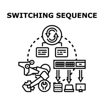 Switching sequence concept with digital network data connections Stock Illustration