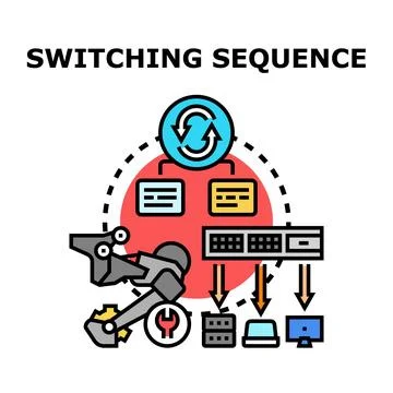Switching sequence concept with digital network data connections Stock Illustration