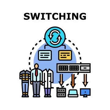 Switching services concept with business process Stock Illustration