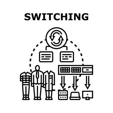 Switching services concept with business process Stock Illustration