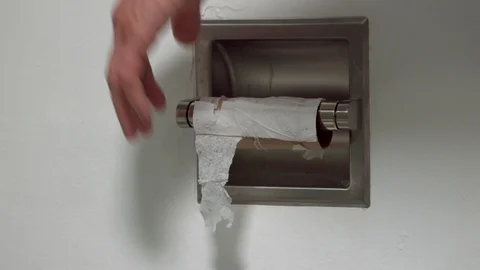 Switching Toilet Paper Roll the Wrong Way (Backwards) Stock Footage 128783146