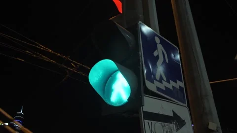Switching Traffic Lights in the Evening Stock Footage 144638436