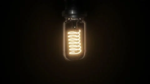 Switching on, turning off light bulb animation. Warm yellow light Stock Footage 141818173