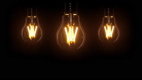 Switching on, turning off light bulbs animation, Edison, Tungsten lamp Video stock 152618605
