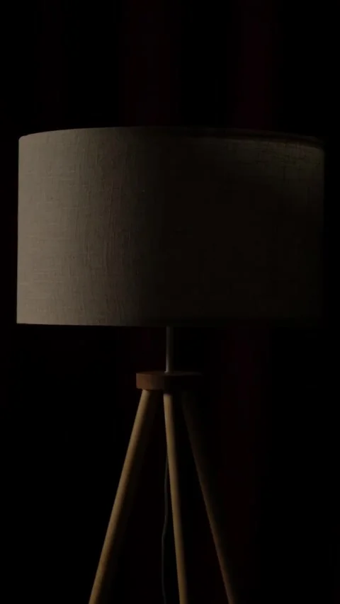Switching on warm light in floor lamp Stock Footage 306779878