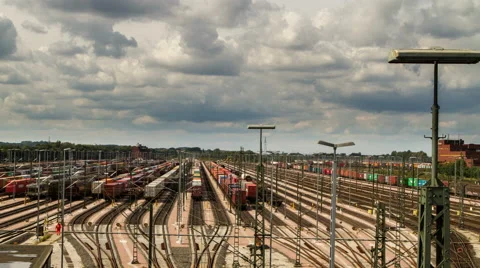 Switching yard station from above Stockbeeldmateriaal 42850512