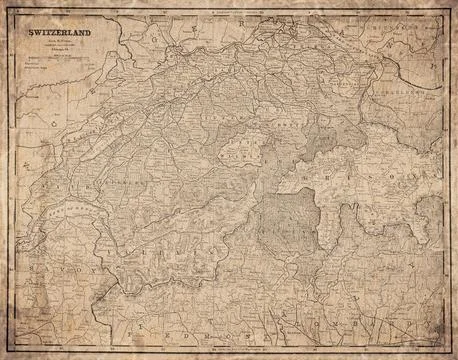 Switzerland  19th Century Map Stock Illustration