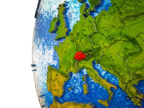 Switzerland on 3D Earth Stock Illustration