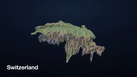 Switzerland 3D elevation relief map Stock Footage 340607829