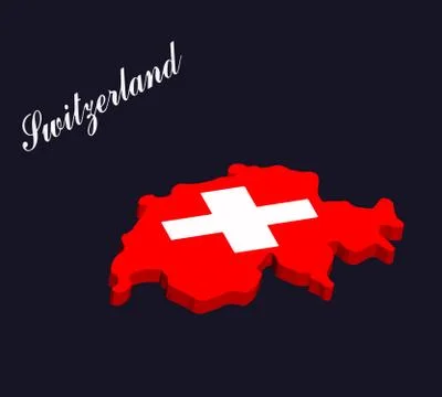 Switzerland 3d map vector with the swiss flag Stock Illustration