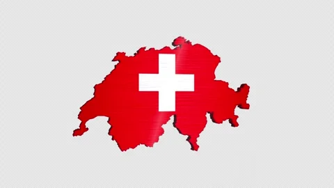 Switzerland 3D Rotating Flag Map Alpha Channel Loop Stock Footage 336135531