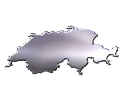 Switzerland 3D Silver Map Stock Illustration