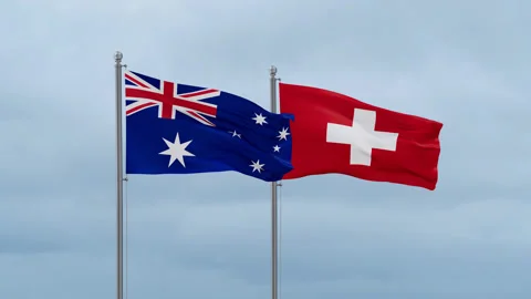 Switzerland and Australia flag Stock Footage 252130109
