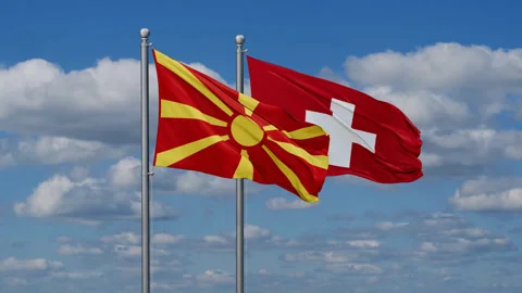 Switzerland and Macedonia two flags 스톡 동영상 287670468