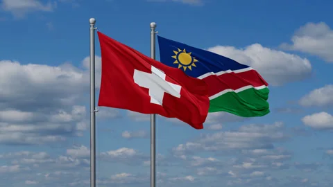 Switzerland and Namibia waving flags Stock Footage 279985004