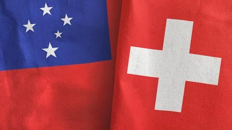 Switzerland and Samoa two flags textile cloth 3D rendering Stock Illustration