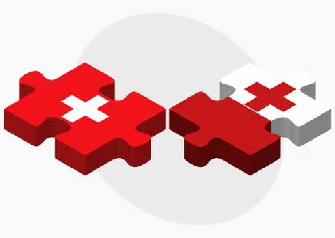 Switzerland and Tonga Flags Stock Illustration