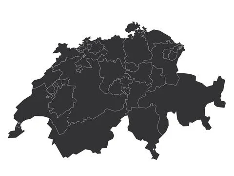 Switzerland - blank map of cantons Illustrazione stock