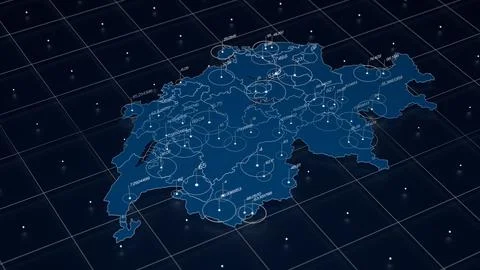 Switzerland blue map big data visualization. Futuristic map infographic Illustrazione stock