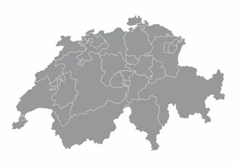 Switzerland cantons map Illustrazione stock