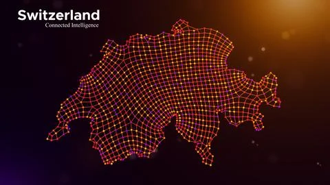 Switzerland Connected Intelligence Technology Network Map Concept Illustrazione stock