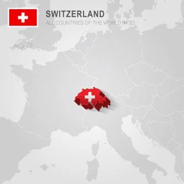 Switzerland drawn on gray map. Stock Illustration