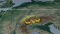 Switzerland extruded. Bumps shaded. Graticule. 4k or 4k+ Resolution