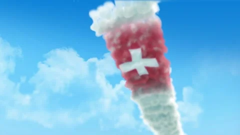 Switzerland Flag 3D Render Animation Created with Colored Smoke Trails by Ai Video stock 332312371