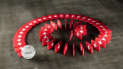 Switzerland Flag - Affected by Inflation Video stock 321583533