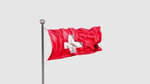 Switzerland Flag  Animation Loop Include Alpha 3D Rendering Stock-Footage 312107913