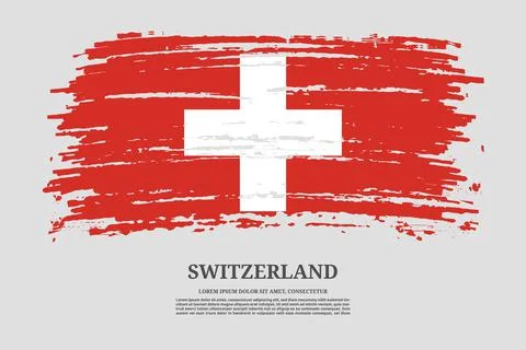 Switzerland flag with brush stroke effect and information text poster, vector Illustrazione stock