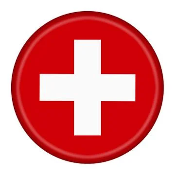 Switzerland flag button 3d illustration with clipping path Stock Illustration