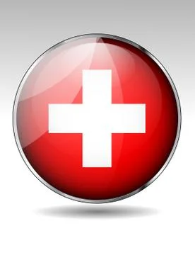 Switzerland flag button Stock Illustration