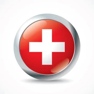Switzerland flag button Stock Illustration