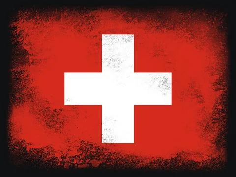 Switzerland Flag design composition of exploding powder and paint, isolated o Stockillustratie