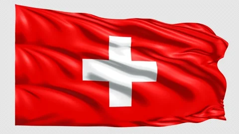 Switzerland Flag Loop 4K UHD 3840 x 2160 with alpha channel Stock Footage 221474107