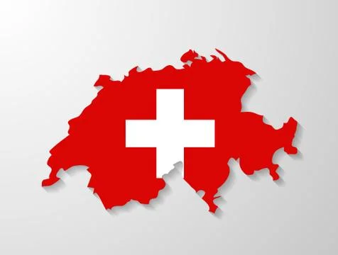Switzerland flag map with shadow effect Stock Illustration