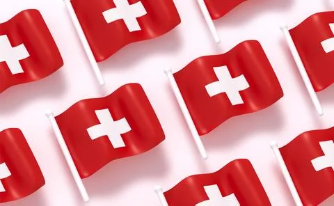 Switzerland flag pattern background white red soft color. Realistic cartoon.. Stock Illustration