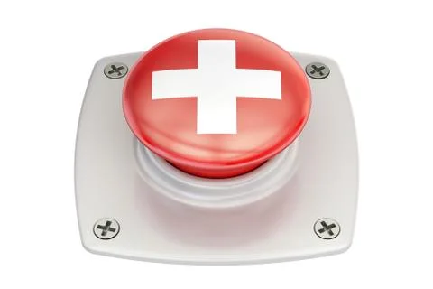 Switzerland flag push button, 3D rendering Stock Illustration
