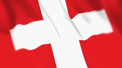 Switzerland Flag Seamless Loop 4k 60fps on Sky Background Stock Footage 340348870